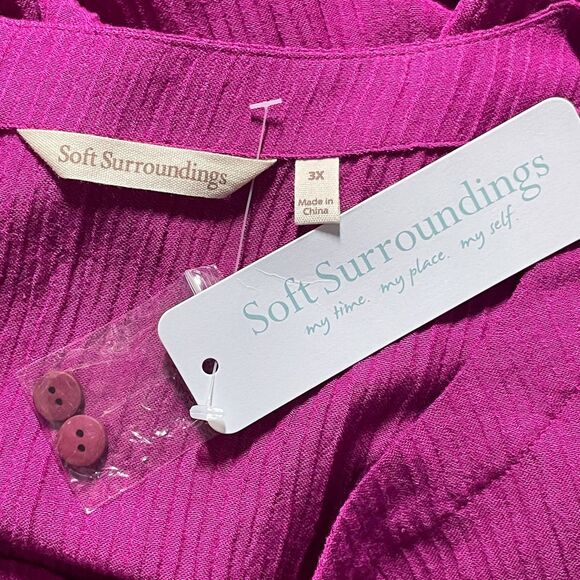 NWT Soft Surroundings Oceo Gauze Tunic Top Size 3X Fiery Fuchsia Pink - Picture 4 of 16